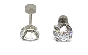 oly-6ddd47632319533ff4510295539f3364 Fashion Geometric Stainless Steel Inlay Zircon Ear Studs 1 Pair