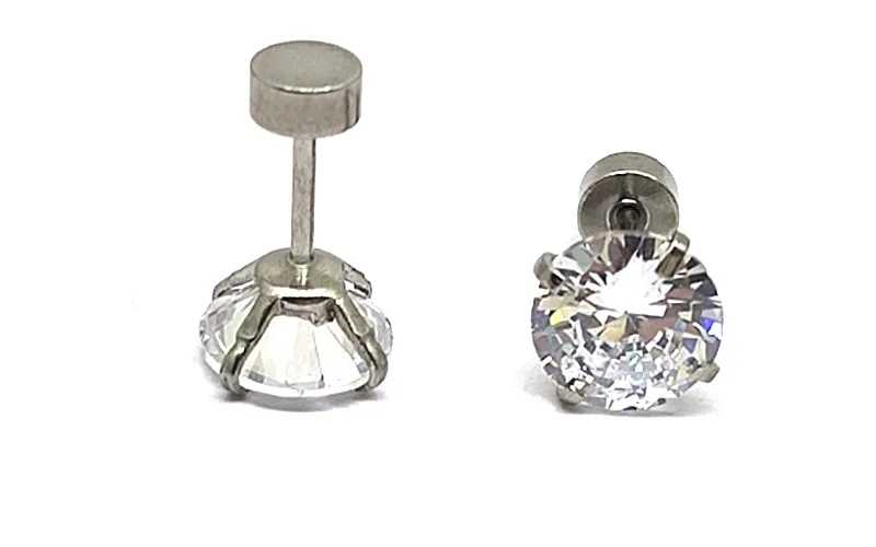 Wholesale Fashion Geometric Stainless Steel Inlay Zircon Ear Studs 1 Pair
