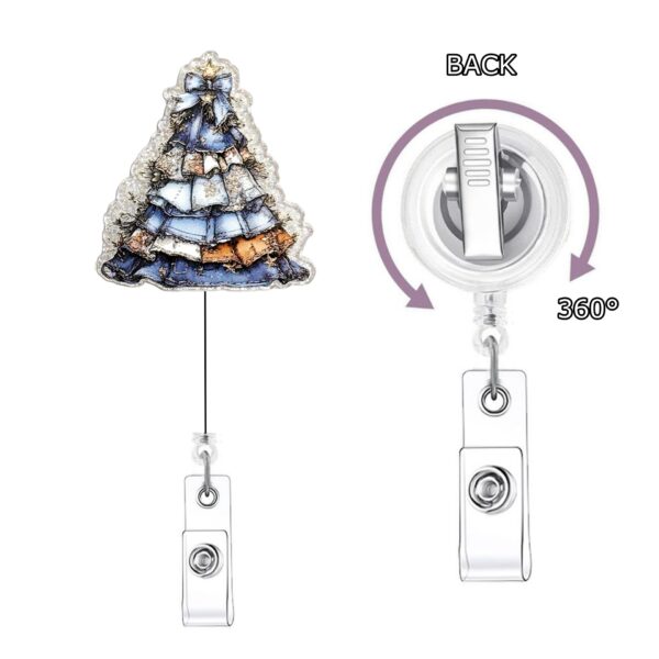 Wholesale Glitter Acrylic Creative Christmas Tree Badge Clip Christmas Gift Telescopic Keychain