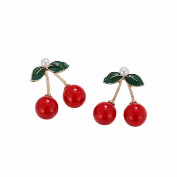 Wholesale Internet Celebrity New Jennie Same Style Earrings Cherry South Korea Internet Celebrity Cute Elegant Simple Super Cute Red Earrings