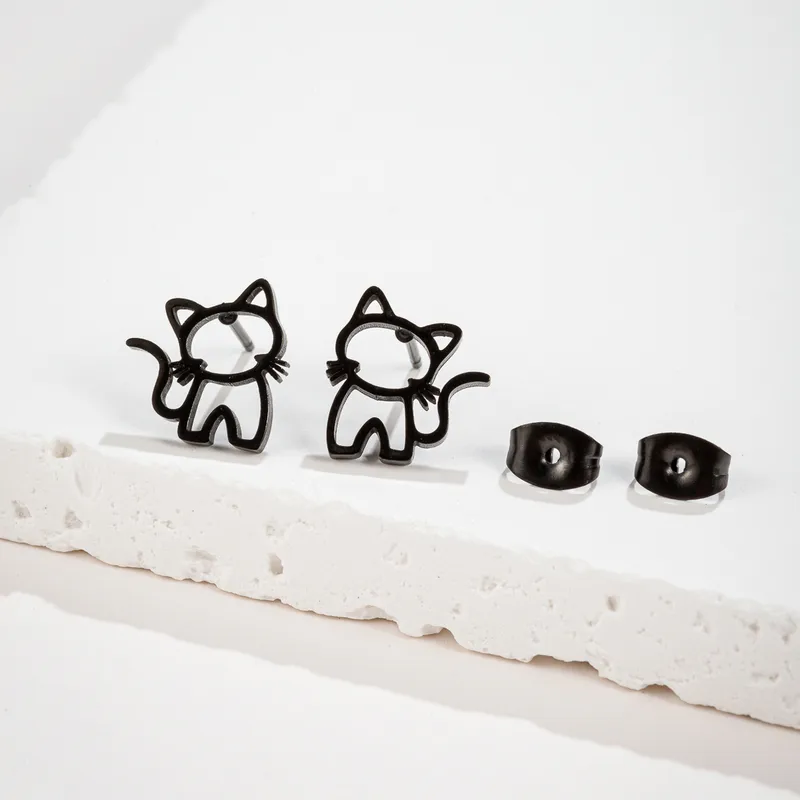 Wholesale PVD Coated 18K Gold Real Gold Plated Animal 304 Stainless Steel Cute Sweet Waterproof Non Tarnish Ear Studs