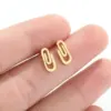 Wholesale PVD Coated Real Gold Plated Paper Clip Stainless Steel Fashion Waterproof Non Tarnish Ear Studs