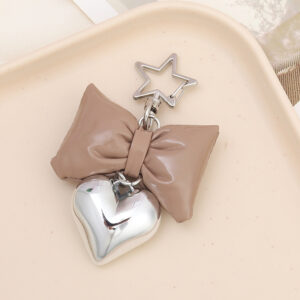 K3613 leather bow pendant five-pointed star buckle brown / pendant