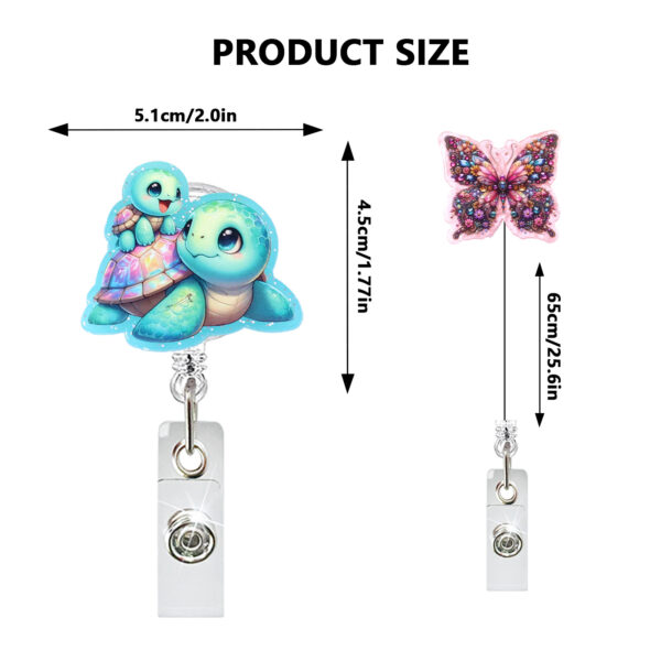Wholesale Animal series: Turtle, Tiger, Butterfly, Acrylic easy-pull buckle, telescopic rotating, doctor/nurse ID card buckle, easy-pull.