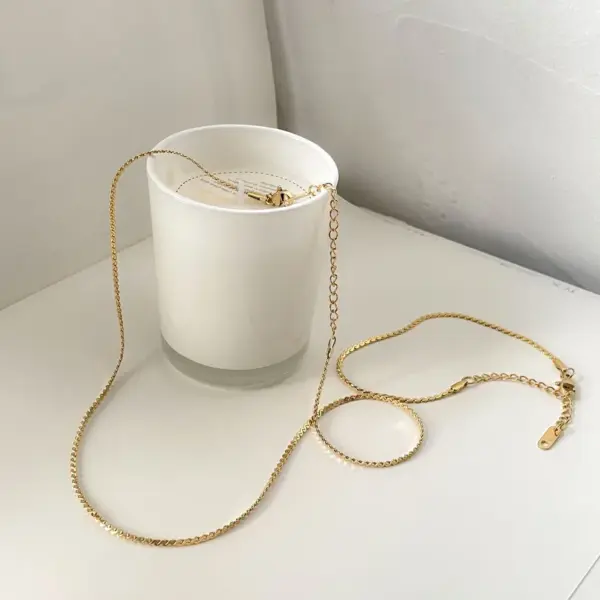 Wholesale Retro Solid Color Titanium Steel Chain Bracelets Necklace