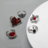 oly-6e0af153a380e65e21df0ab3b758387f Wholesale Dark Gothic Red Love Cross Ring Female Niche Design High-grade Sense Personality Finger Ring Open Ring