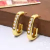 Wholesale 1 Pair Retro C Shape Plating Inlay Copper Artificial Pearls Zircon Ear Studs