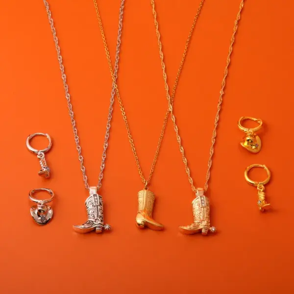 Wholesale Copper 18K Gold Plated Simple Style Plating Boots Earrings Necklace