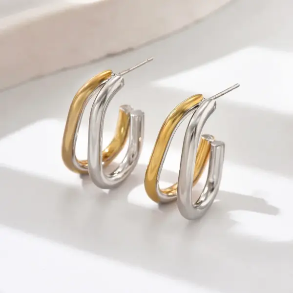 1 Pair Sweet Simple Style Classic Style Geometric 201 Stainless Steel 18K Gold Plated Ear Studs