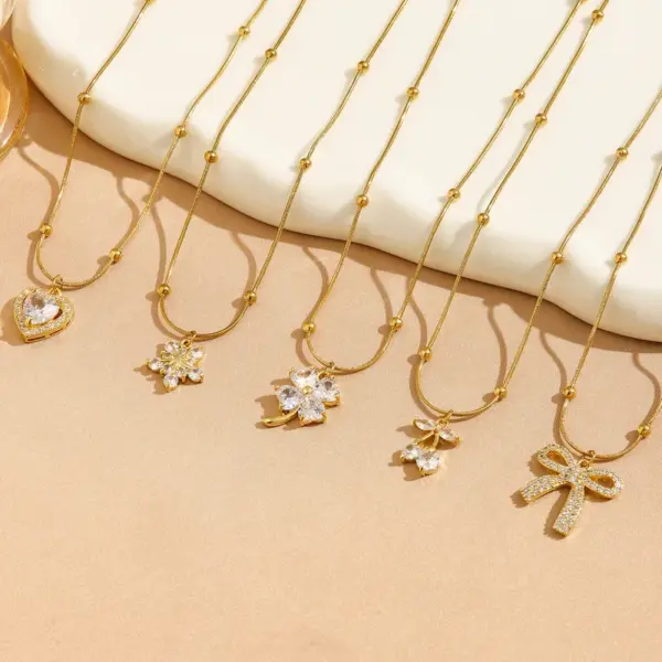 Water Plating Vacuum 18K Gold Plated K Solid Color 304 Stainless Steel Copper Elegant Luxurious Simple Style Pendant Necklace