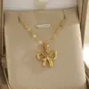 Wholesale Ion Plating (IP) 18K Gold Plated 18K Gold Sun Heart Shape Bow Knot 201 Stainless Steel 304 Stainless Steel Simple Style Classic Style 201 Stainless Steel Pendant Necklace