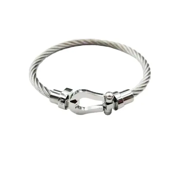 Wholesale Exaggerated Horseshoe Titanium Steel Polishing Bangle