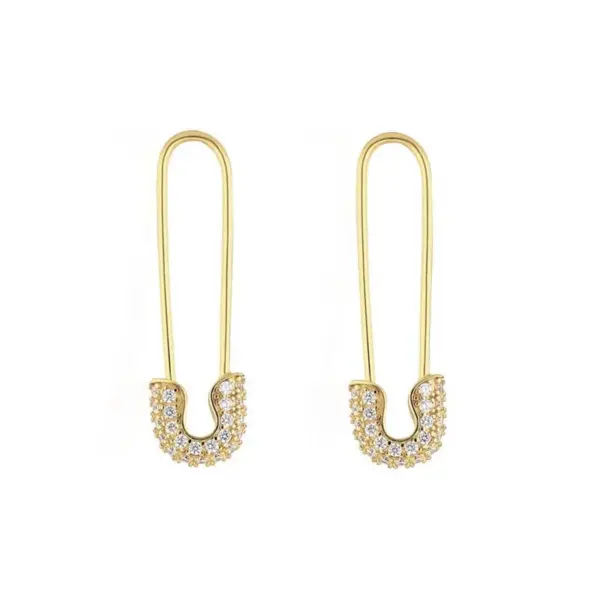 Wholesale Ins Style Paper Clip Copper Inlay Zircon Earrings 1 Pair