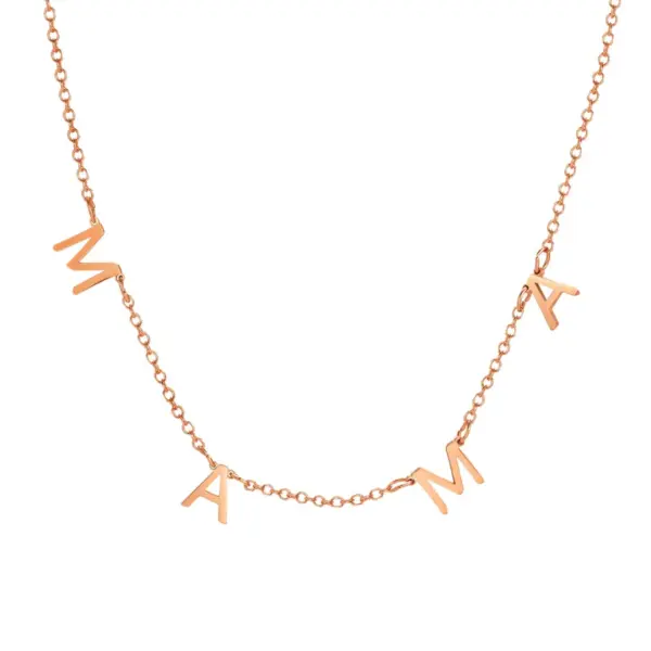 PVD Coated Real Gold Plated Letter 304 Stainless Steel MAMA Simple Style Waterproof Non Tarnish 304 Stainless Steel Necklace