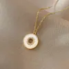 Wholesale Fashion Heart Shape Titanium Steel Pearl Inlay Artificial Gemstones Pendant Necklace 1 Piece