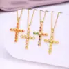 Wholesale Water Plating 18K Gold Plated Real Gold Plated Cross 304 Stainless Steel Copper Fashion Waterproof Non Tarnish 304 Stainless Steel Necklace
