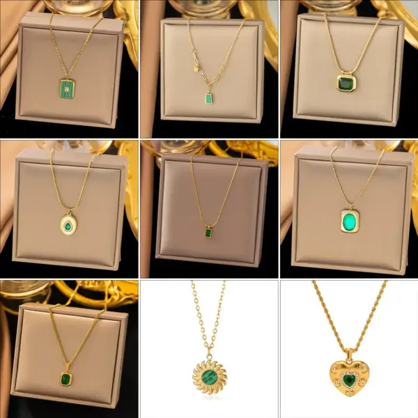 Wholesale PVD Coated Real Gold Plated Geometric Titanium Steel Modern Style Sweet Classic Style Waterproof Non Tarnish Titanium Steel Pendant Necklace