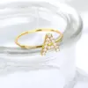 Wholesale PVD Coated Real Gold Plated Letter Stainless Steel Simple Style Waterproof Non Tarnish Rings