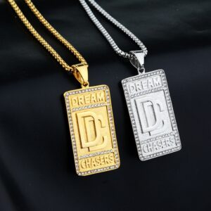 Wholesale Square Diamond Pendant Street Retro Hip-Hop Necklace