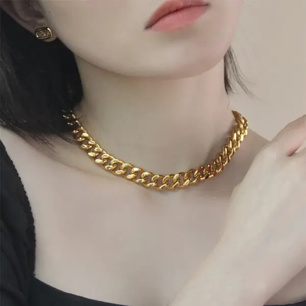 PVD Coated 18K Gold Plated Geometric 304 Stainless Steel Simple Style Waterproof Non Tarnish 304 Stainless Steel Necklace