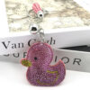 Wholesale cartoon animal duck key chain rhinestone small yellow duck key chain