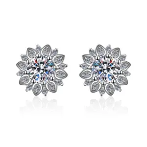 Full Diamond Floral Earrings 1 Carat
