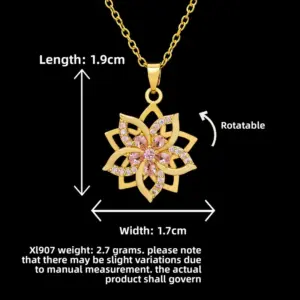 XL907 Pink Five-Petal Flower Necklace / Gold