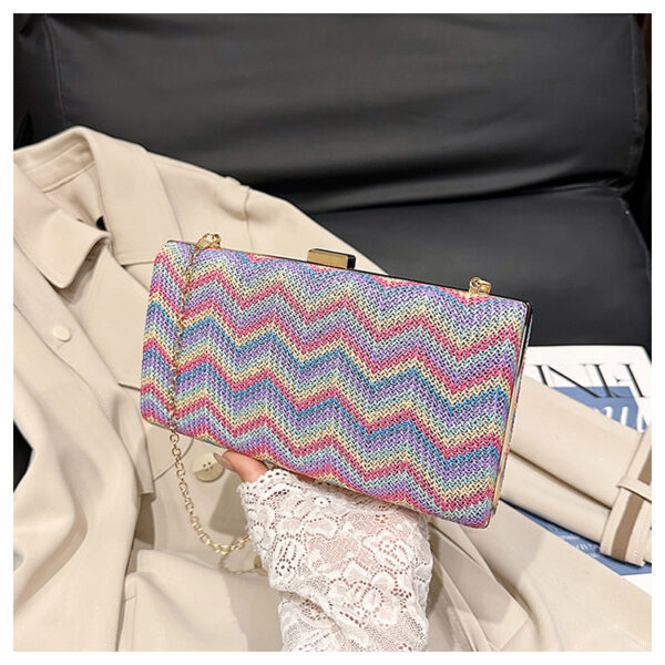 Wholesale 2025 Summer New Cross-border Niche Personalized Shoulder Bag Small Square Bag Portable Chain Rainbow Evening Bag