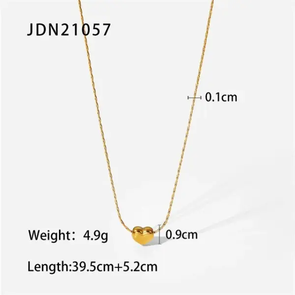 Wholesale PVD Coated Real Gold Plated Heart Shape Titanium Steel Sweet Waterproof Non Tarnish Necklace