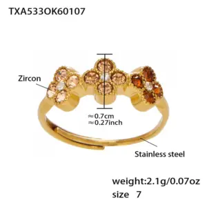 TXA533-Champagne Zircon Ring-No. 7
