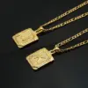 Wholesale PVD Coated 18K Gold Plated Letter Rectangle 304 Stainless Steel Titanium Steel Fashion Waterproof Non Tarnish 304 Stainless Steel Pendant Necklace