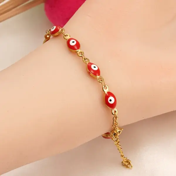 Wholesale Real Gold Plated Devil'S Eye 304 Stainless Steel Ethnic Style Waterproof Non Tarnish Bracelets