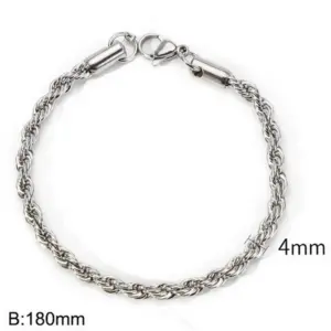 Steel Color (Width 4mm) / Bracelet 7 Inches (Length 18cm)