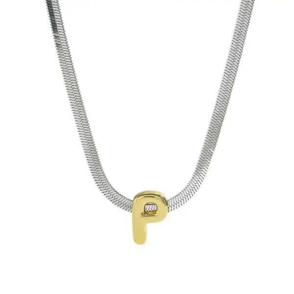Wholesale Elegant Simple Luxury Stainless Steel 18K Gold Plated 26 Letter Pendant Necklace Women Casual Weekend Date Selfie Festival