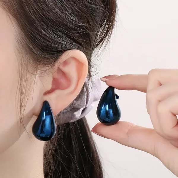 Wholesale 304 Stainless Steel Water Droplets PVD Coated 18K Gold Plated Basic Waterproof Non Tarnish Plating Ear Studs