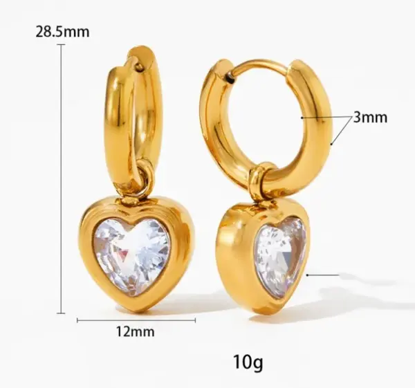 PVD Coated Real Gold Plated 16K Gold White Gold Plated Gold Plating Heart Shape 304 Stainless Steel Simple Style Waterproof Non Tarnish Bracelets Earrings Necklace