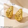 Wholesale 304 Stainless Steel Water Droplets PVD Coated Artificial Diamond 18K Real Gold Plated 18K Gold Waterproof Non Tarnish Plating Inlay Ear Studs