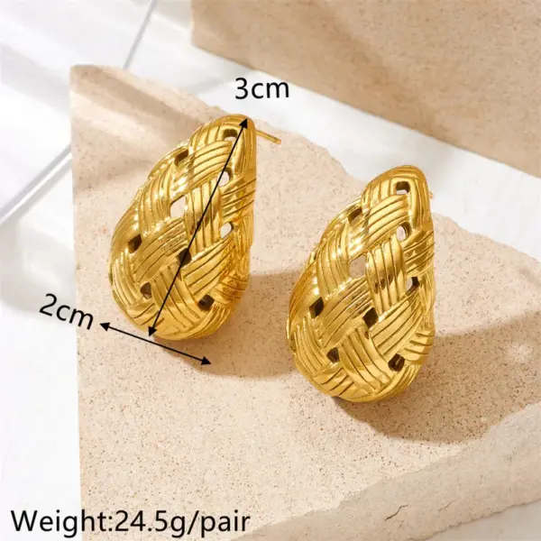 Wholesale 304 Stainless Steel Water Droplets PVD Coated Artificial Diamond 18K Real Gold Plated 18K Gold Waterproof Non Tarnish Plating Inlay Ear Studs