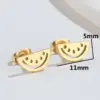 Wholesale PVD Coated 18K Gold Real Gold Plated Watermelon 304 Stainless Steel Simple Style Waterproof Non Tarnish Ear Studs