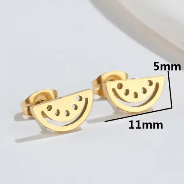 Wholesale PVD Coated 18K Gold Real Gold Plated Watermelon 304 Stainless Steel Simple Style Waterproof Non Tarnish Ear Studs