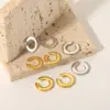 Wholesale PVD Coated Real Gold Plated 18K Gold Solid Color 304 Stainless Steel Retro Waterproof Non Tarnish Ear Studs