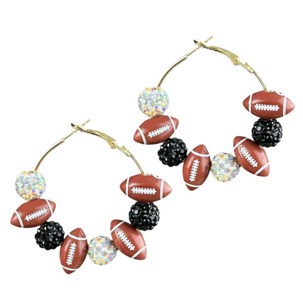 Wholesale Women's Diamond Hoop Sparkling Cheerleading Sports Football Game Earrings