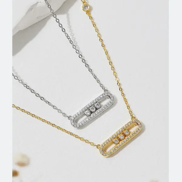 Wholesale Simple Style Shiny Geometric Copper Plating Inlay Zircon 18k Gold Plated Pendant Necklace