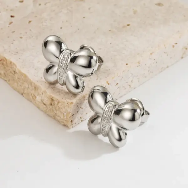 Wholesale 1 Pair Modern Style Simple Style Classic Style Bow Knot Plating 304 Stainless Steel 14K Gold Plated Stainless Steel Earrings