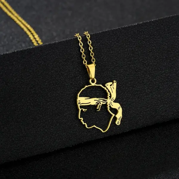 Wholesale Hot-Selling Stainless Steel Corsica Region Emblem Pendant Necklace Unisex Versatile Titanium Steel Sweater Chain Hoodie Chain Accessory