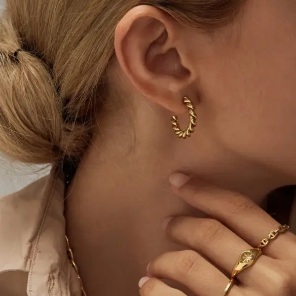 Vacuum Plating Real Gold Plated Geometric 304 Stainless Steel Simple Style Waterproof Non Tarnish Earrings