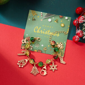 #Red and Green Bursting Crystal Bracelet