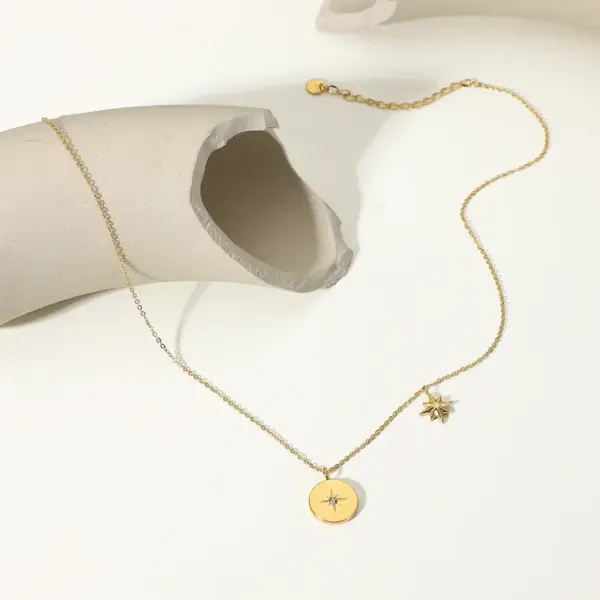 Wholesale Jewelry Star Stainless Steel Titanium Steel PVD Coated Plating Pendant Necklace