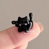 Wholesale Cute fun cute black kitten ear clip 2024 new small exquisite earrings student personality all-match earrings