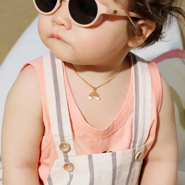 Wholesale PVD Coated Real Gold Plated 18K Gold Rainbow Crown Bow Knot 201 Stainless Steel IG Style Cartoon Style Cute Waterproof Non Tarnish 201 Stainless Steel Lobster Trigger Clasp Closure Pendant Necklace